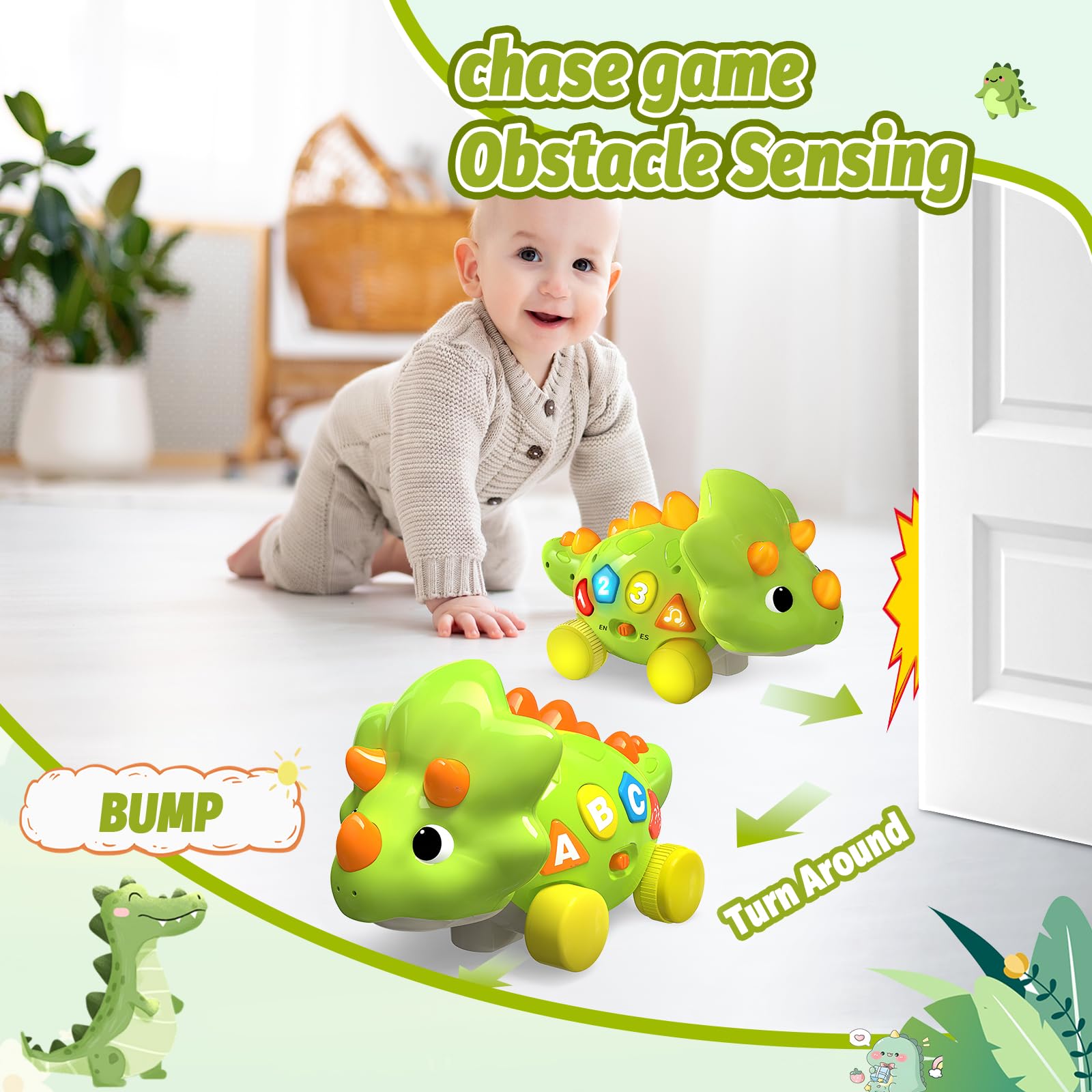 Bilingual Musical Dinosaur Toy – Touch & Go Educational Toy for Toddlers Ages 1–3