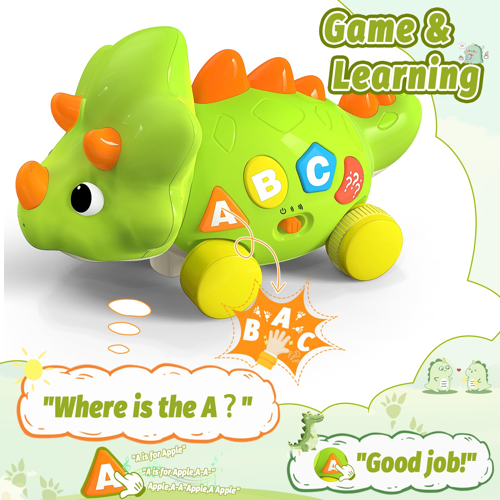 Bilingual Musical Dinosaur Toy – Touch & Go Educational Toy for Toddlers Ages 1–3