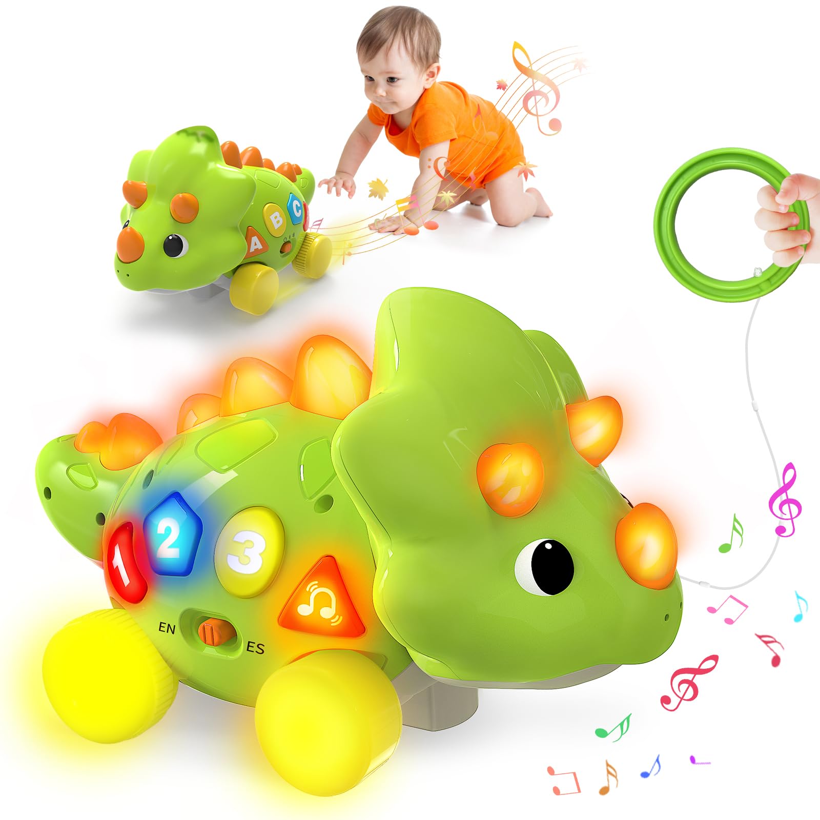 Bilingual Musical Dinosaur Toy – Touch & Go Educational Toy for Toddlers Ages 1–3