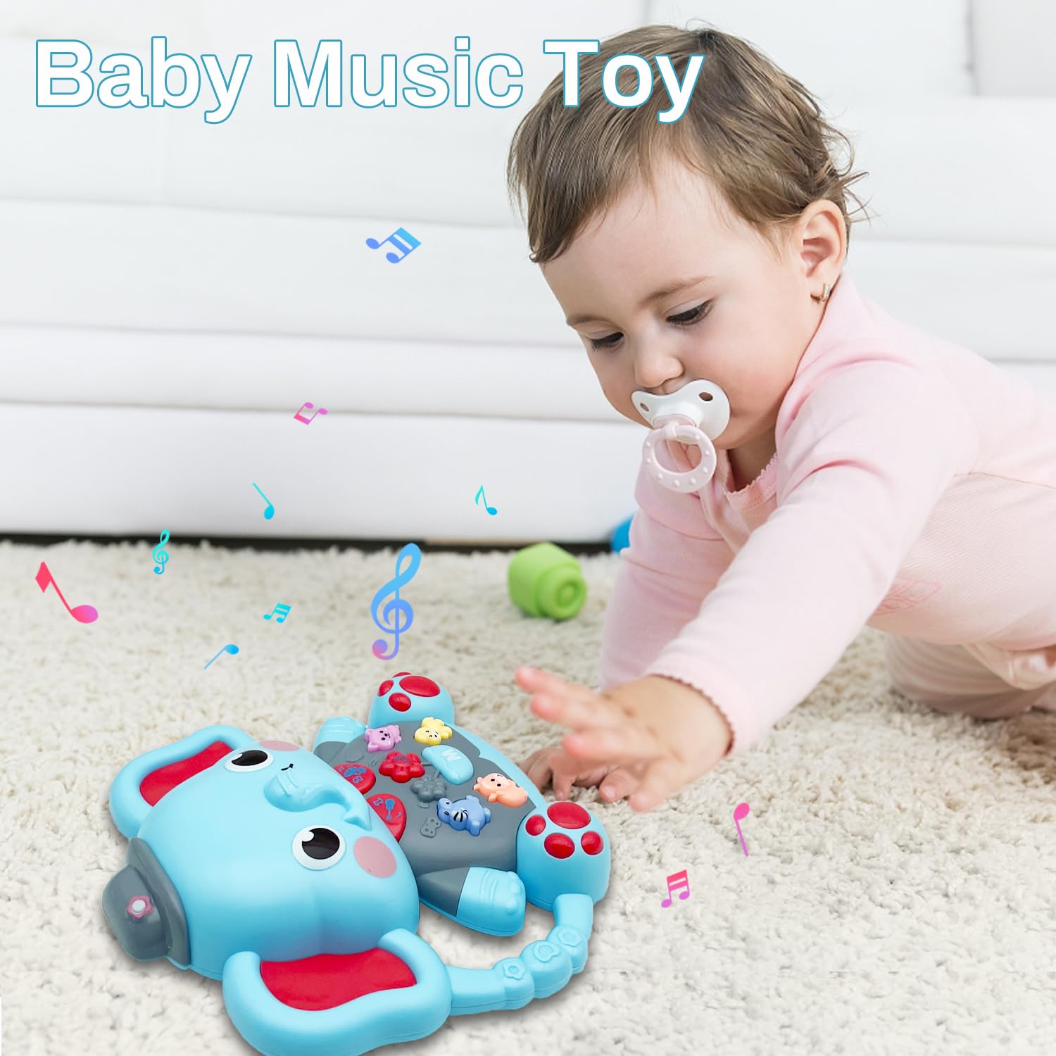 Elephant Musical Toy for Toddlers – Light-Up Piano for Ages 6–36 Months, Educational Gift for 1–3 Year Olds