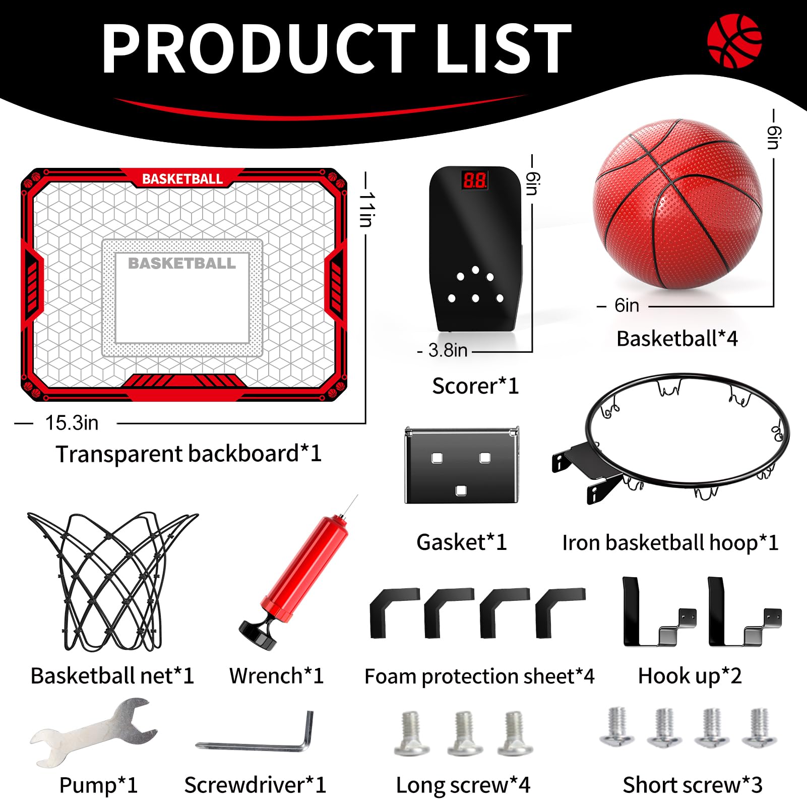 Indoor Basketball Hoop for Kids – Scoreboard & 4 Balls – Ages 3–12