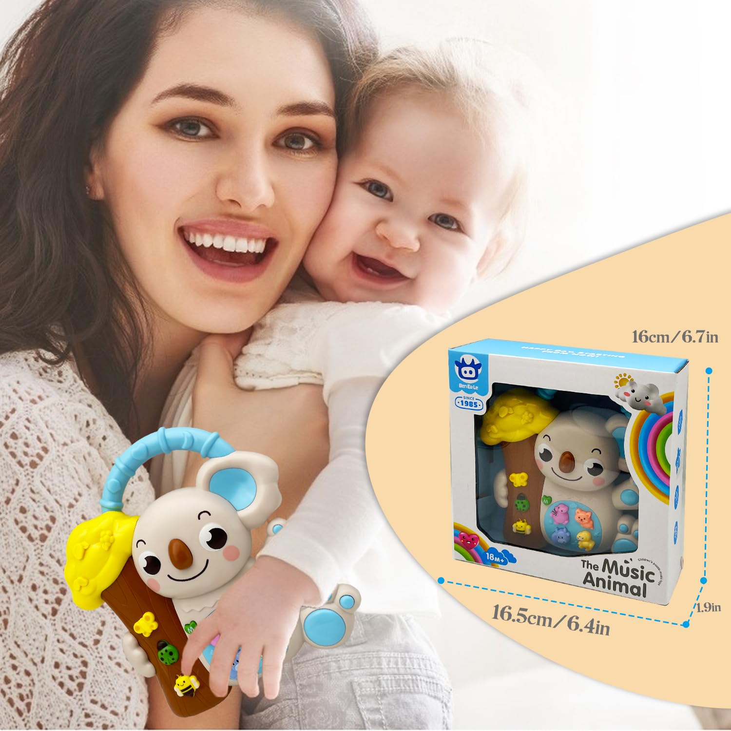 Koala Musical Toy for Toddlers – Light-Up Piano for Ages 6–36 Months, Educational Gift for 1–3