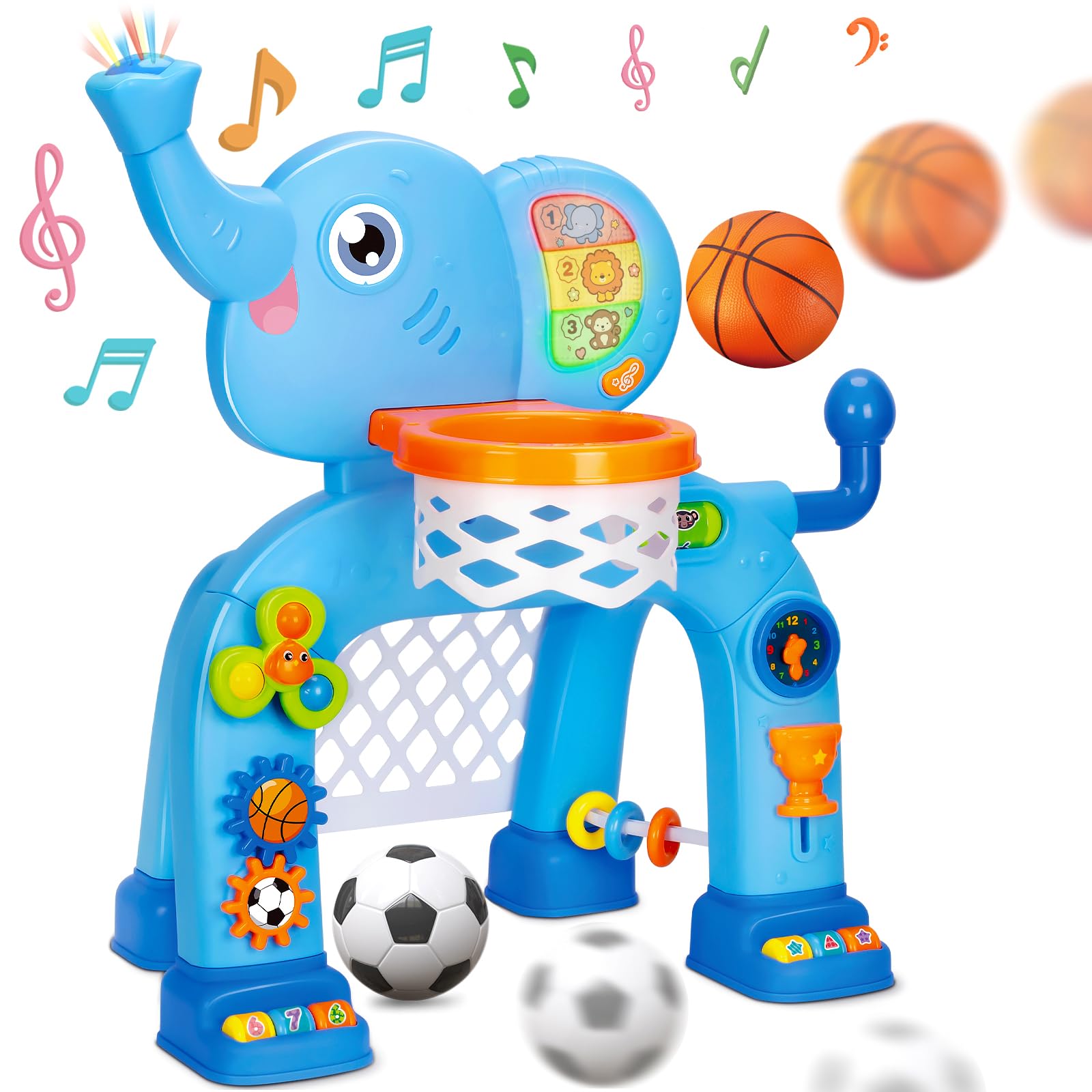 Toddler Basketball Hoop & Soccer Goal – Musical Sports Toy with Lights – Ages 1–3 Years