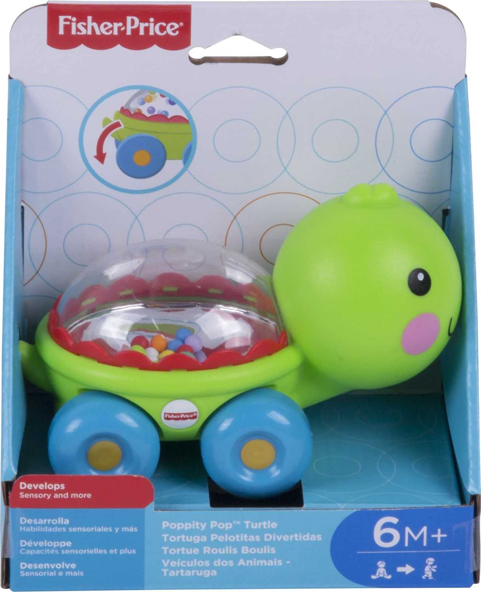Turtle Baby Toy – Push-Along Crawling Toy with Ball Popping Sounds, Ages 6+ Months