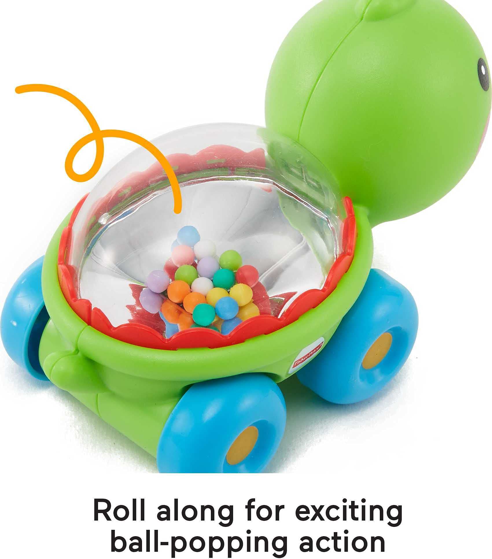 Turtle Baby Toy – Push-Along Crawling Toy with Ball Popping Sounds, Ages 6+ Months