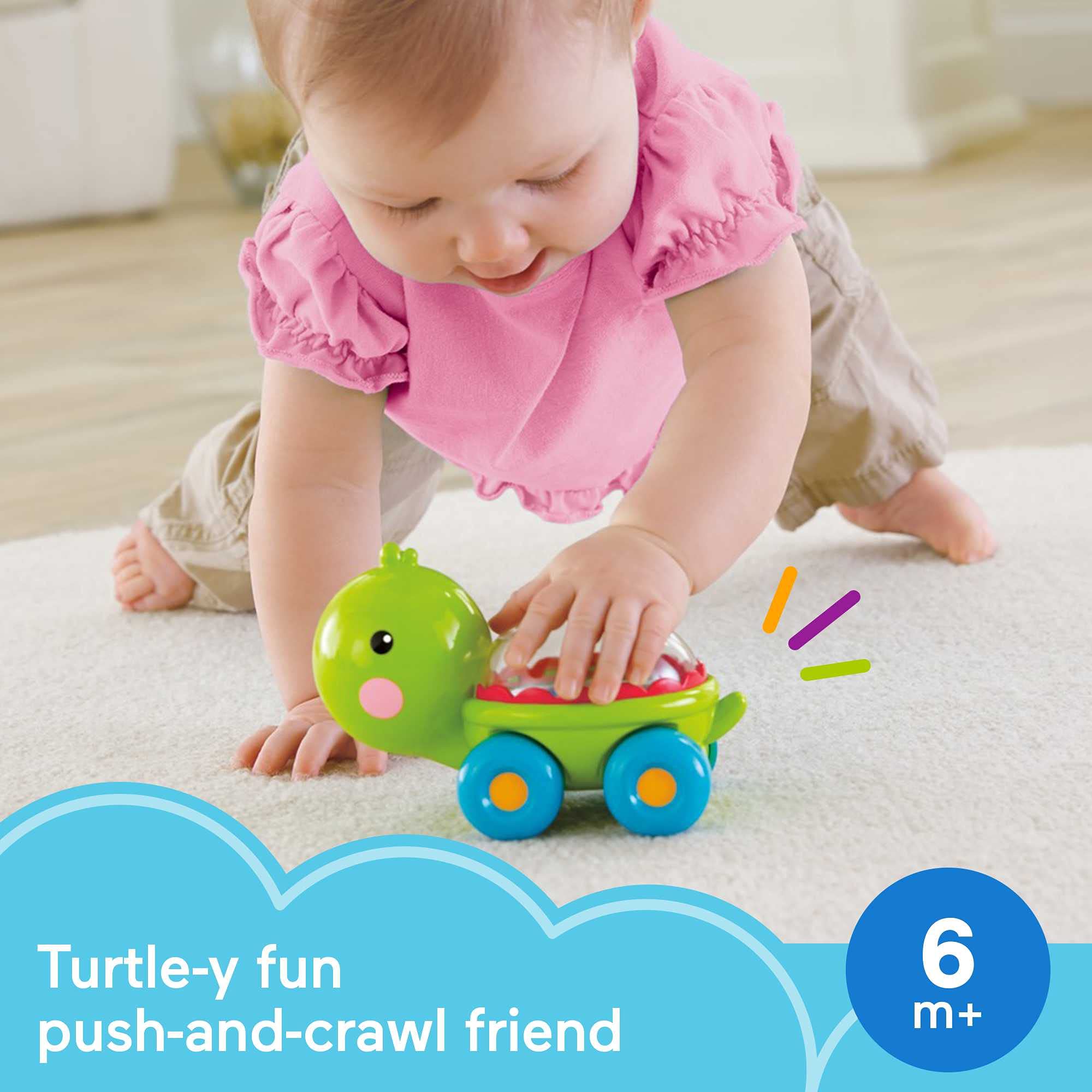 Turtle Baby Toy – Push-Along Crawling Toy with Ball Popping Sounds, Ages 6+ Months